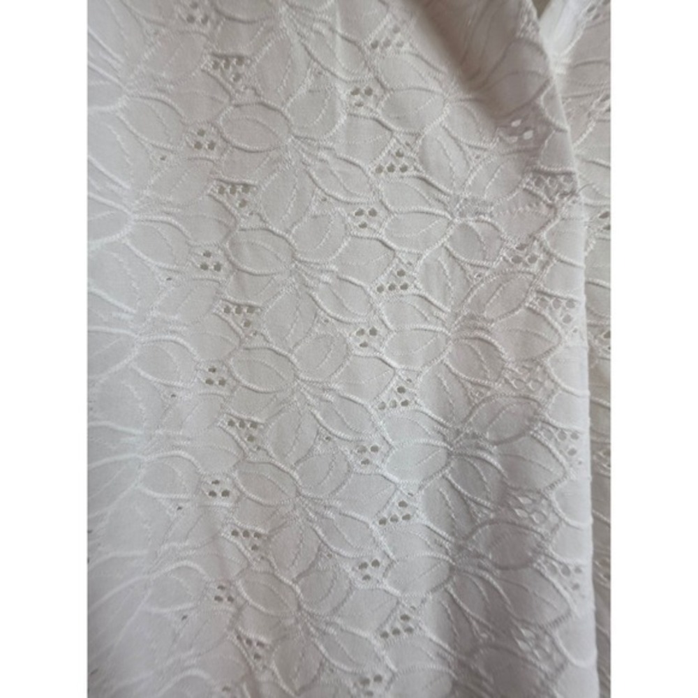 😍 Rio & Rian Polo Top Women 1X White Eyelet Floral V-Neck Short Sleeve New - Picture 12 of 13